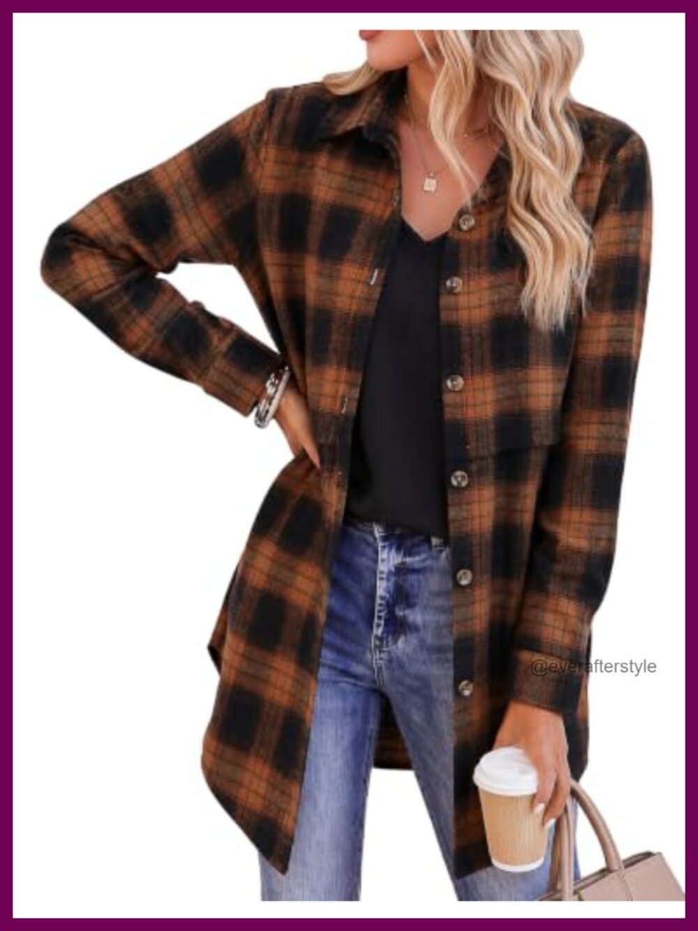 Women's Plaid Flannel Button Down Long Sleeve Shirt